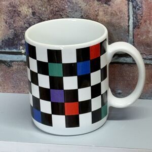 Signature Housewares Retro Checkered Coffee Mug by Riviera Van Beers 1980s